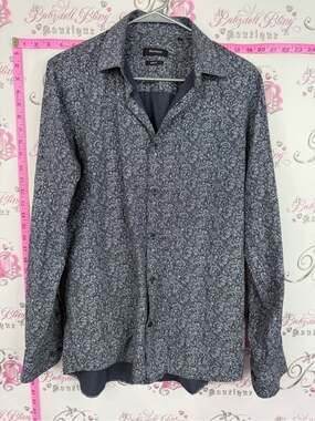 MATJNIQUE shirt button up slim fit Mens Micro-Paisley Dress Shirt - Gray